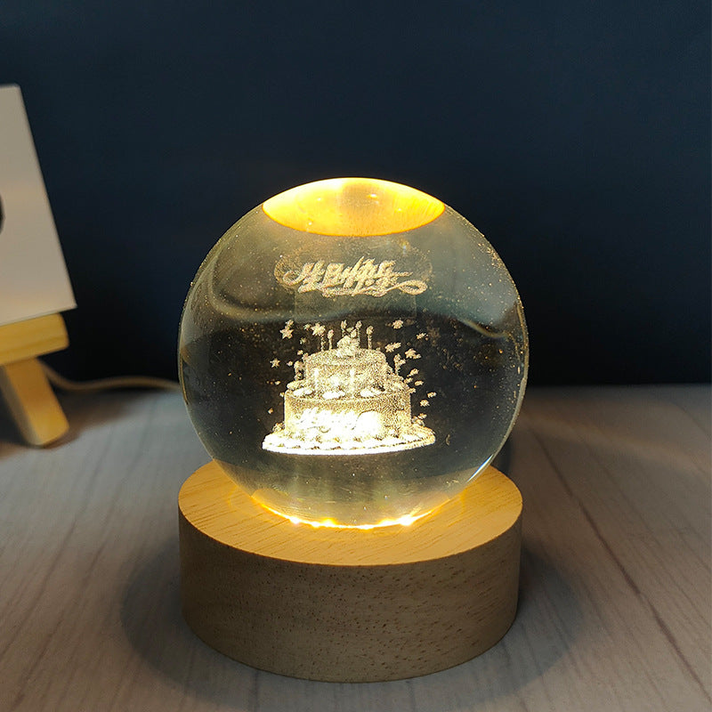 LED Crystal Ball Night Light – USB-Powered Mood Light for Bedroom & Study