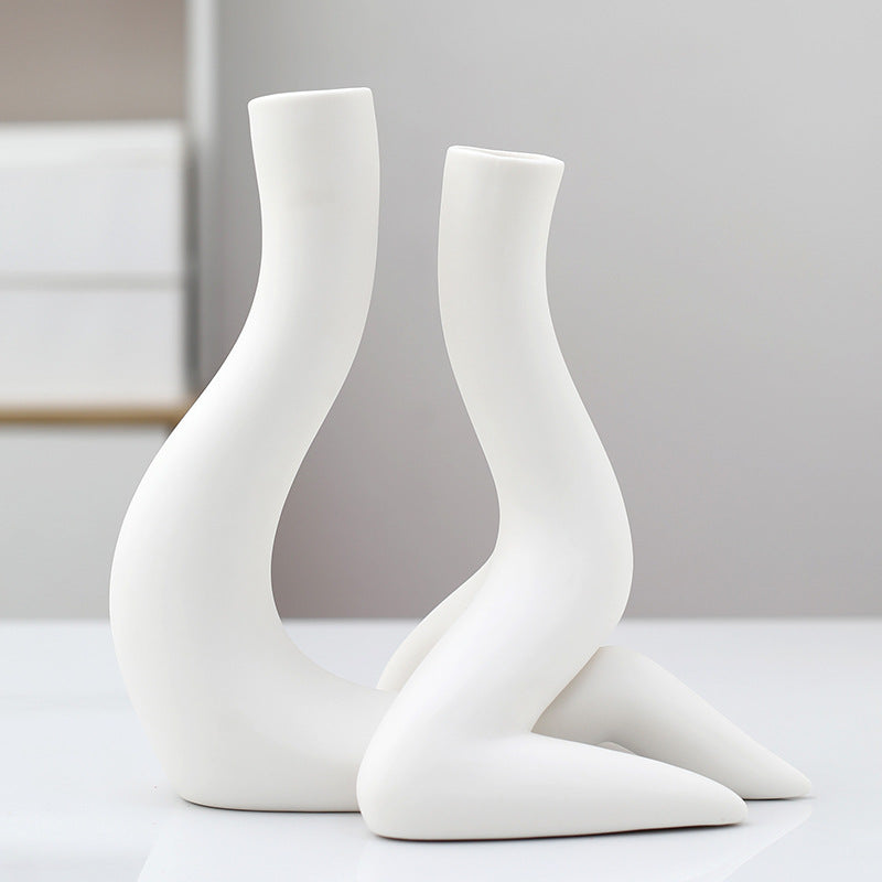 Human Shape Ceramic Vase – Modern Minimalist Flower Holder for Home