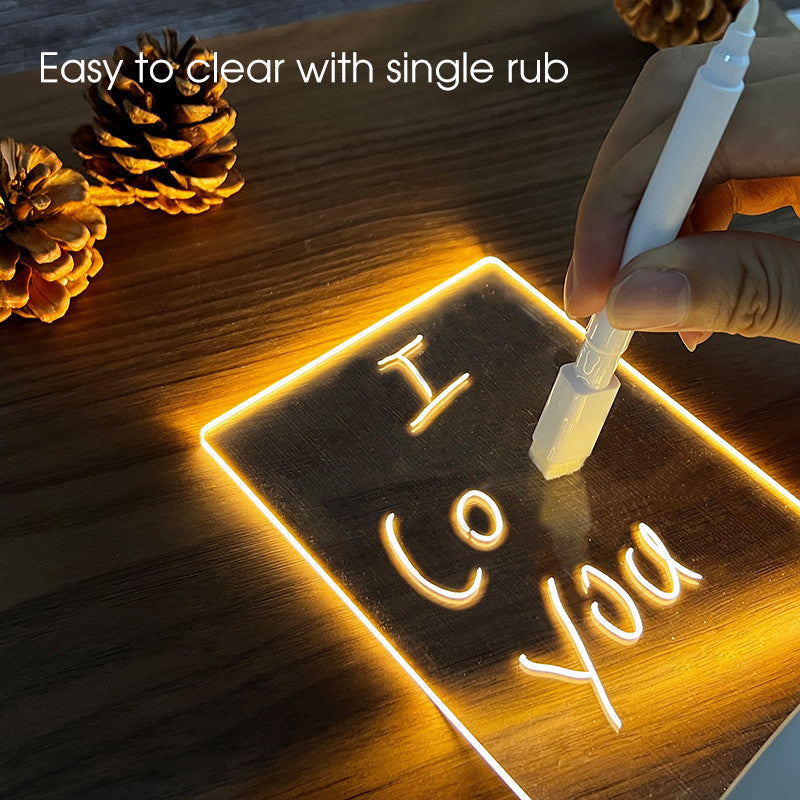 Glowing Acrylic Message Board – Reusable LED Writing Tablet for Desk Decor