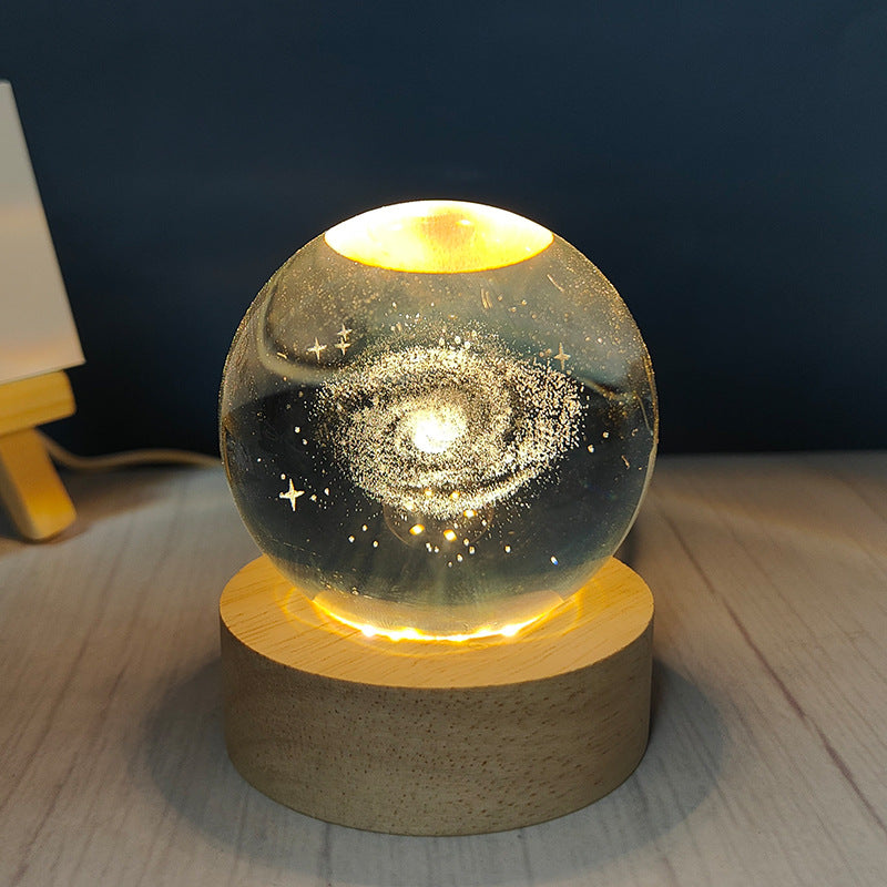 LED Crystal Ball Night Light – USB-Powered Mood Light for Bedroom & Study
