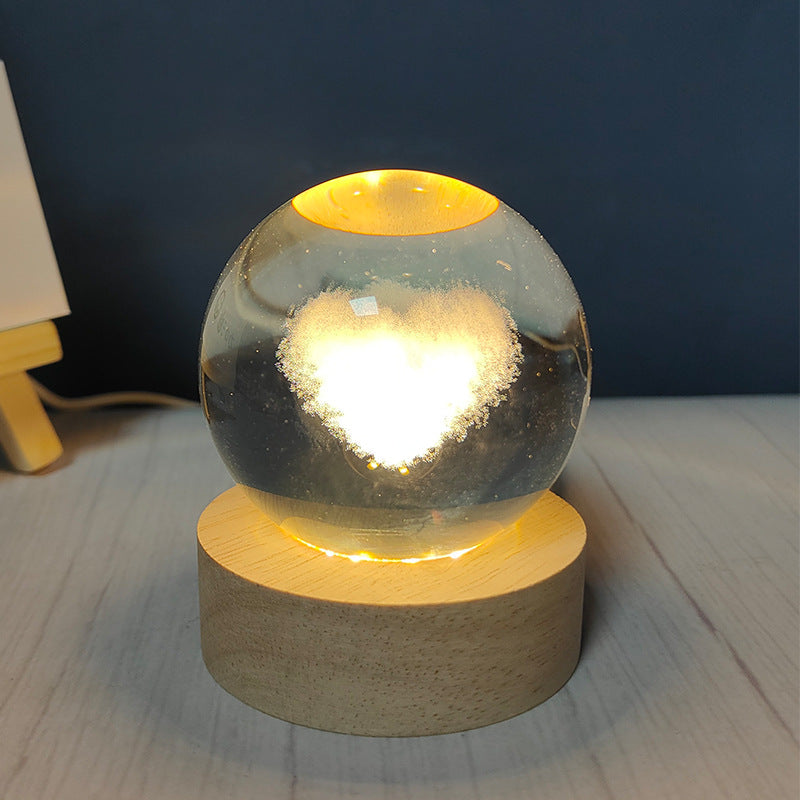 LED Crystal Ball Night Light – USB-Powered Mood Light for Bedroom & Study