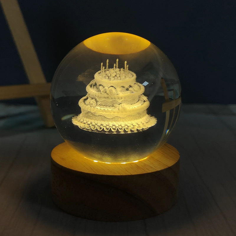 LED Crystal Ball Night Light – USB-Powered Mood Light for Bedroom & Study