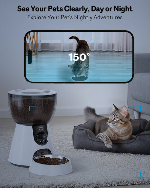 Automatic Cat Feeder with Camera – HD Video, Night Vision & App Control Feeding