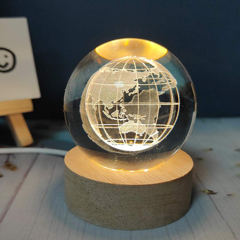 LED Crystal Ball Night Light – USB-Powered Mood Light for Bedroom & Study