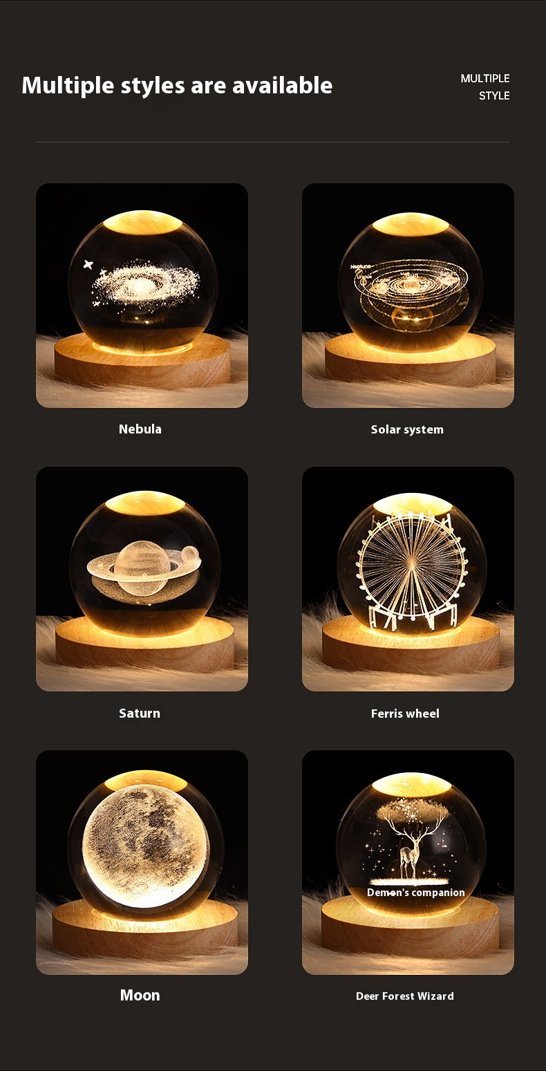 Galaxy Crystal Ball Lamp – LED Projection Night Light for Cozy Ambience