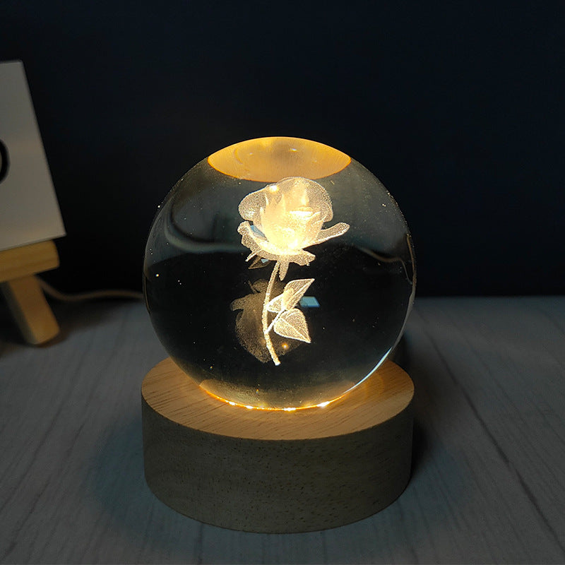 LED Crystal Ball Night Light – USB-Powered Mood Light for Bedroom & Study