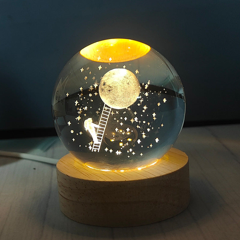 LED Crystal Ball Night Light – USB-Powered Mood Light for Bedroom & Study