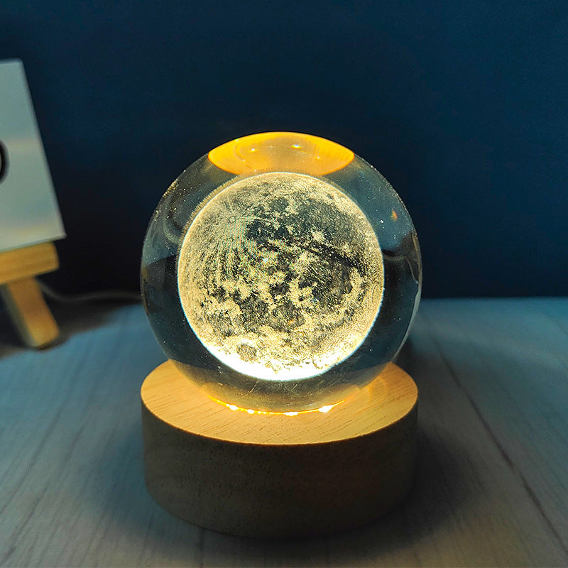 LED Crystal Ball Night Light – USB-Powered Mood Light for Bedroom & Study
